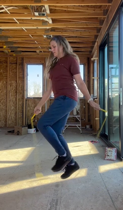 Brandy Brown practicing jump rope footwork