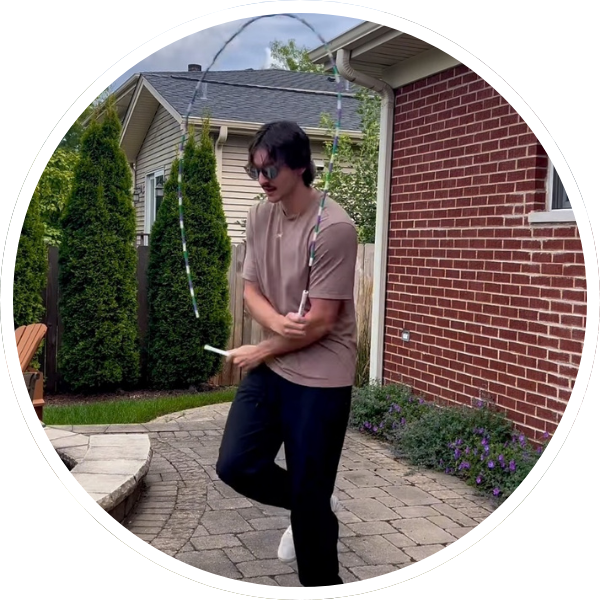 Davy Stahl practices jump rope in his back yard